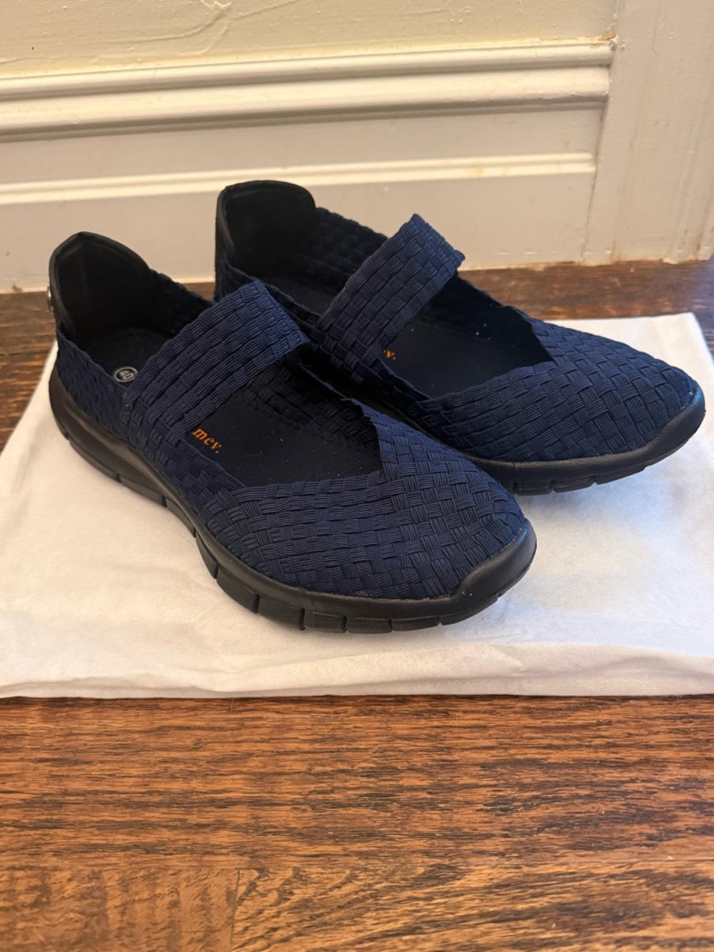 Bernie Mev Charm 2 Navy Blue Slip-On Stretch Woven Comfort Shoes EU 40 US 9 NEW